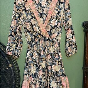 Floral Wrap Dress in Pink and Blue